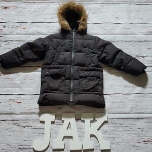 Zara Kids Black Puffer Jacket with Fur Hood